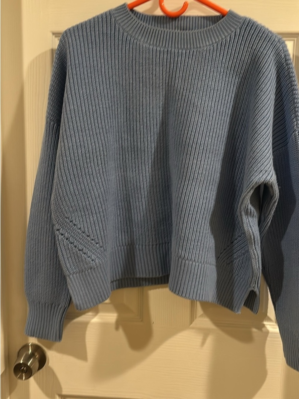 Duluth Trading Co Dusty Blue Ribbed Crewneck Sweater